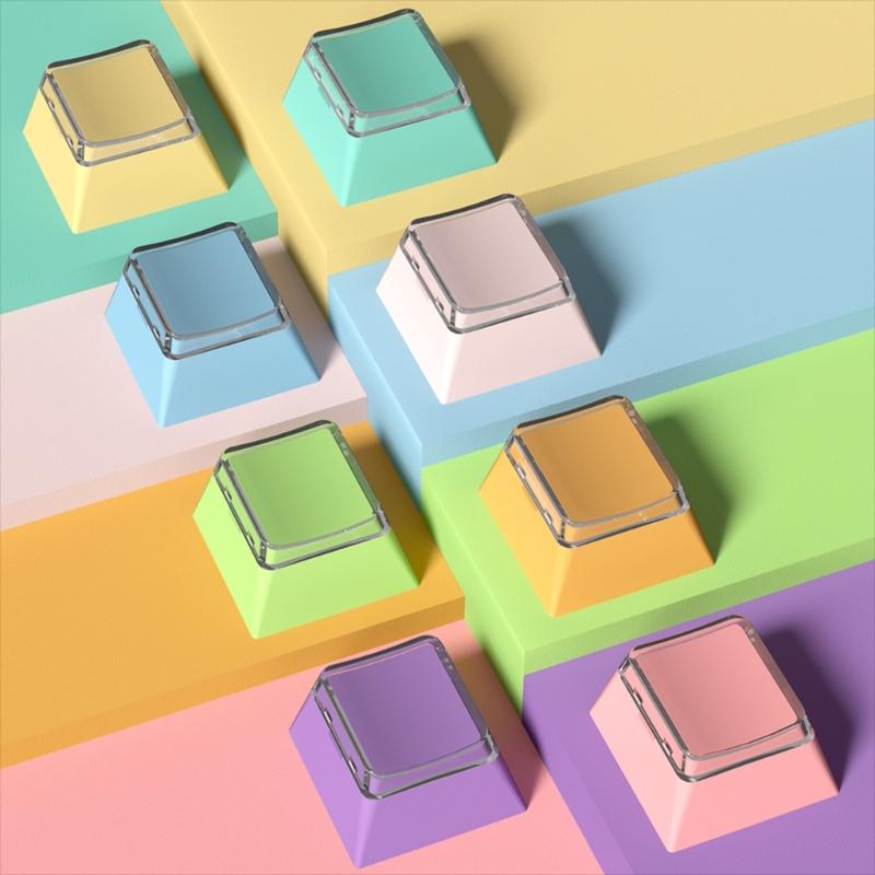 8pcs PBT Blank Keycap Set Cheey Profile PBT+PC 1U Keycaps for Mechanical Keyboards with Durability Classical Color