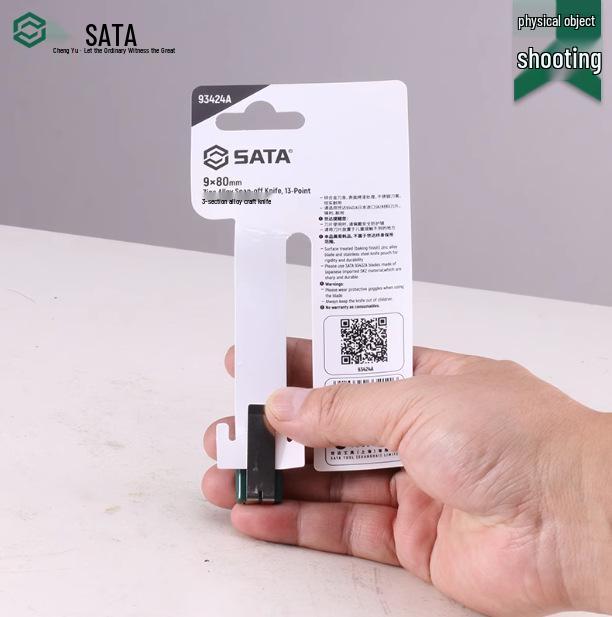SATA Tools 9MM Zinc Alloy Safety Utility Knife 93424A Box & Paper Cutter with 13 Sections (9x80)