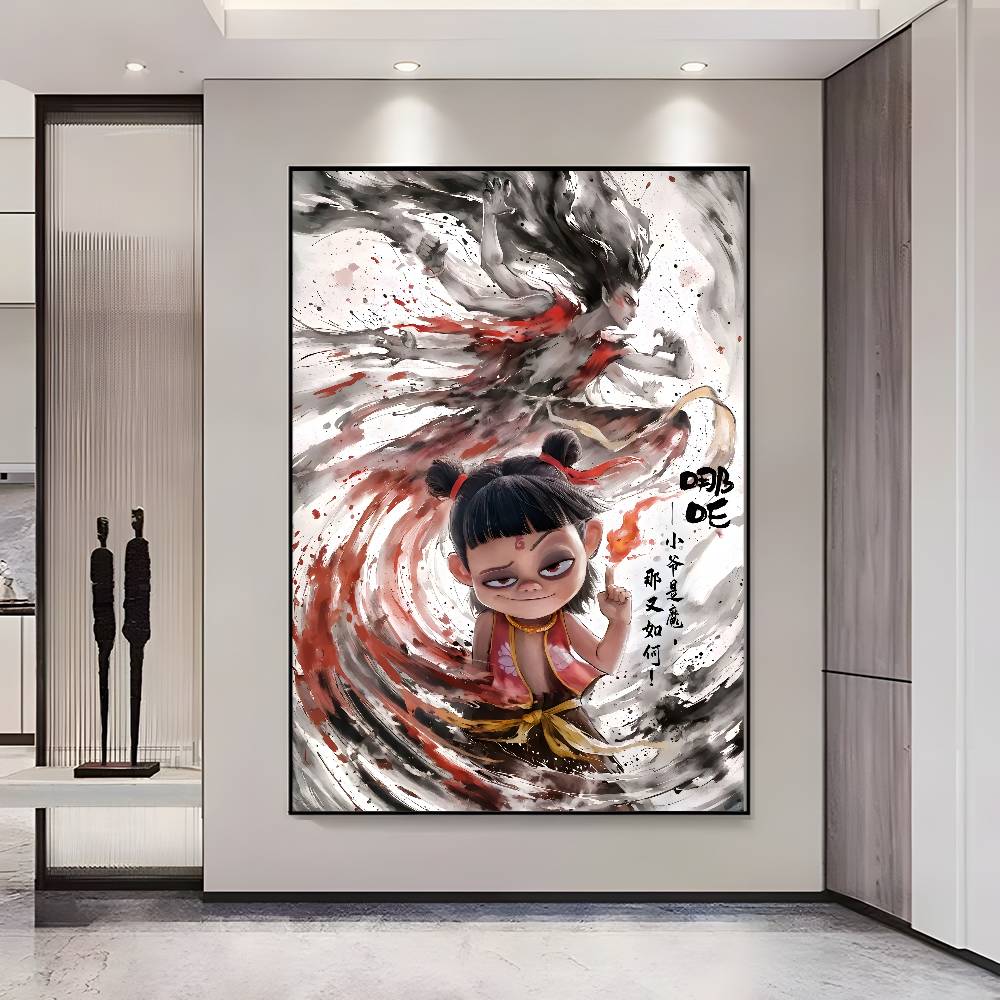 

Chinese Anim Nezha Poster HD posters Self adhesive waterproof ideal for living room bedroom bar decoration 21X30CMNo Framed