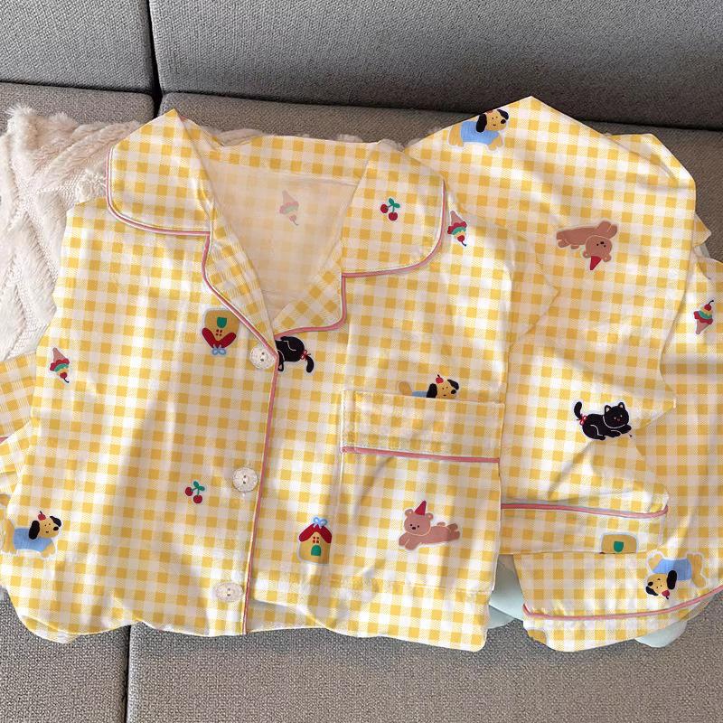 High-Value Style Pattern Small Animal Pajamas Women'S Sweet Long-Sleeved Loungewear Suit Can Be Worn Outside