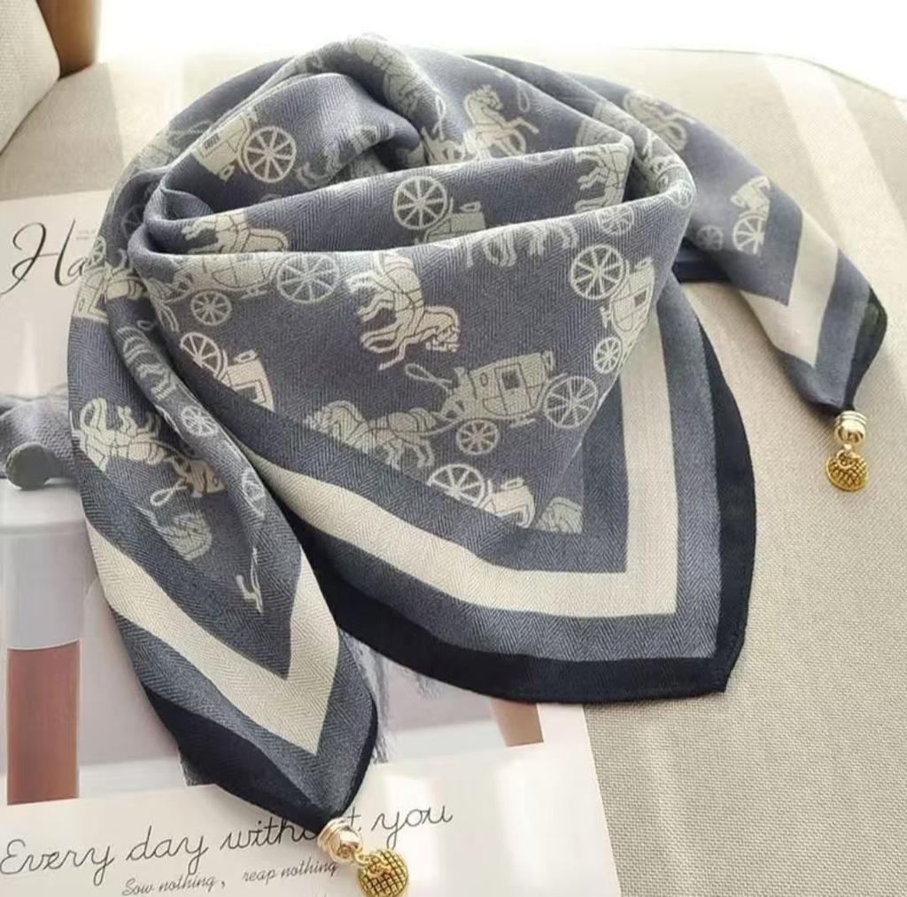 Chic Autumn/Winter Silk Scarf with Magnetic Golden Ball Clasp – Korean Style Neck Warmer