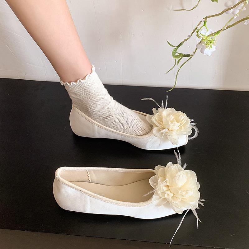 Elegant Shoes Woman Flats Slip-on Shallow Mouth Casual Female Sneakers Dress Summer Slip on New Flower Floral Shoes Woman 2025