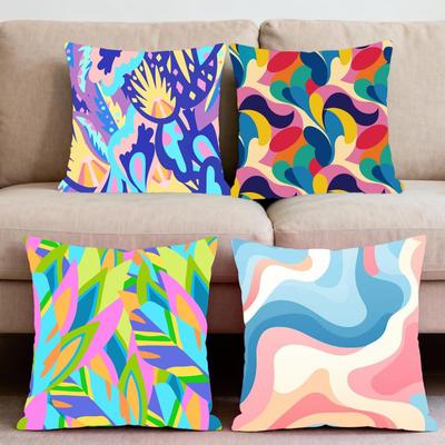 Abstract Colorful Pattern Cushion Cover Premium Comfort Reversible Pillow Cove -Two In One Design for Any Room & Car Interior