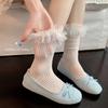 Lolita Girls Lace Ruffles Middle Socks Solid Color Japanese Summer Mesh Breathable Women Stockings  Elastic Thin JK Calf Socks
