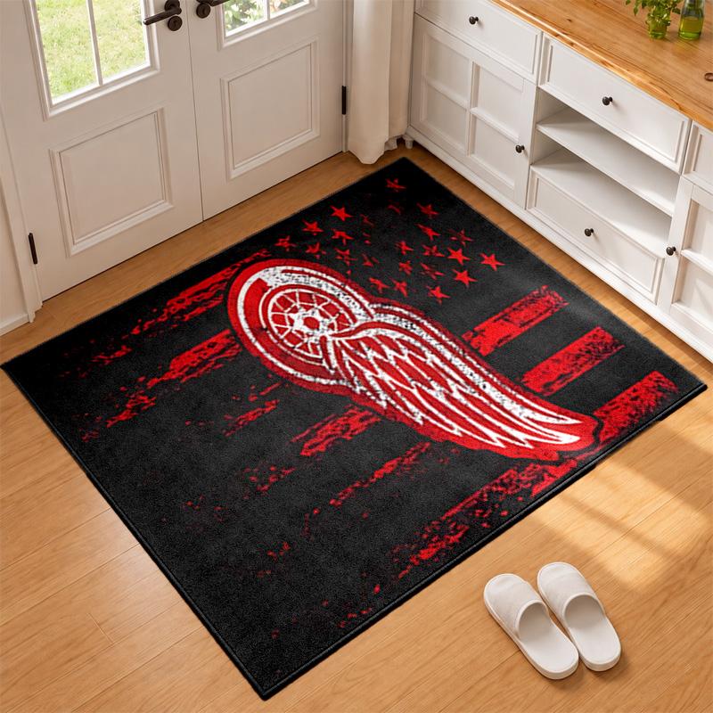 Detroit Red Wings Carpet Door Mat for Living Room or Bedroom Protective Mat Under Chair Office Decoration Christmas Gift Birthday Present