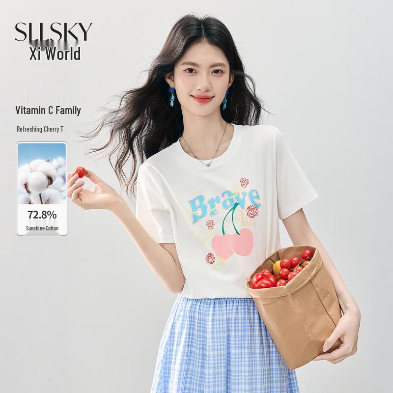 Women s Chic Cherry Print Short-Sleeve T-Shirt L