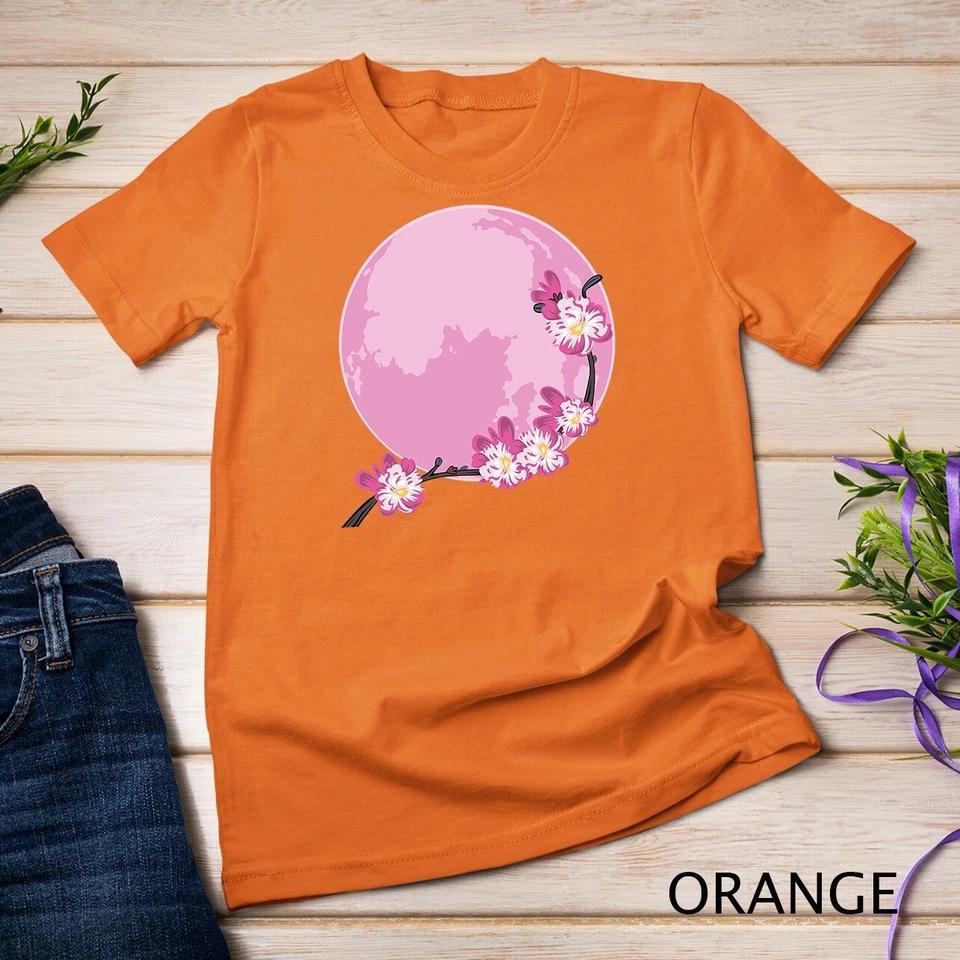 Pink Moon Sakura Flowers Japanese Cherry Blossom Flowers Unisex T-shirt 6 L