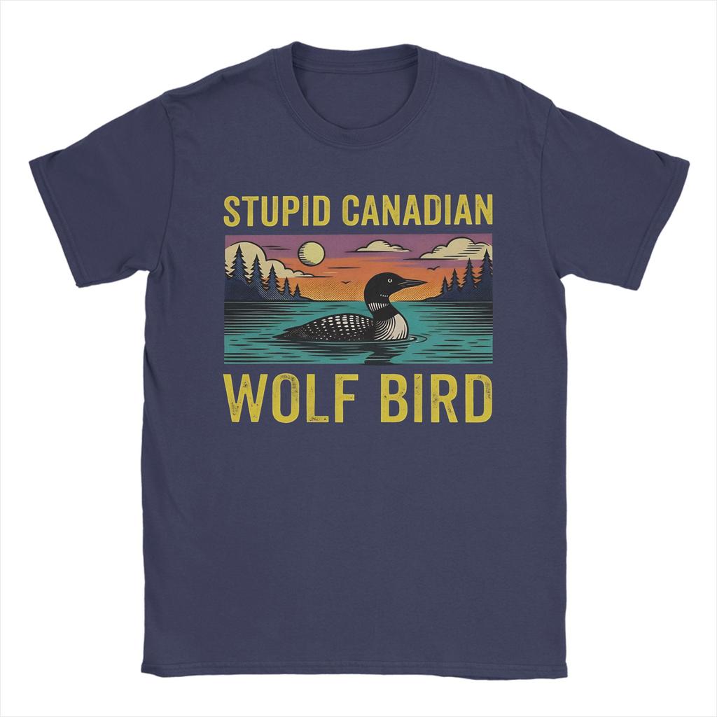 Stupid Canadian Wolf Bird Loon Lover Heated Rivalry T Shirt Summer Trending TShirts Unisex Cotton Oversized ShortSleeve Tops