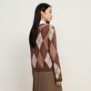 Elva' Island Women's Elegant Retro Argyle Knit Cardigan