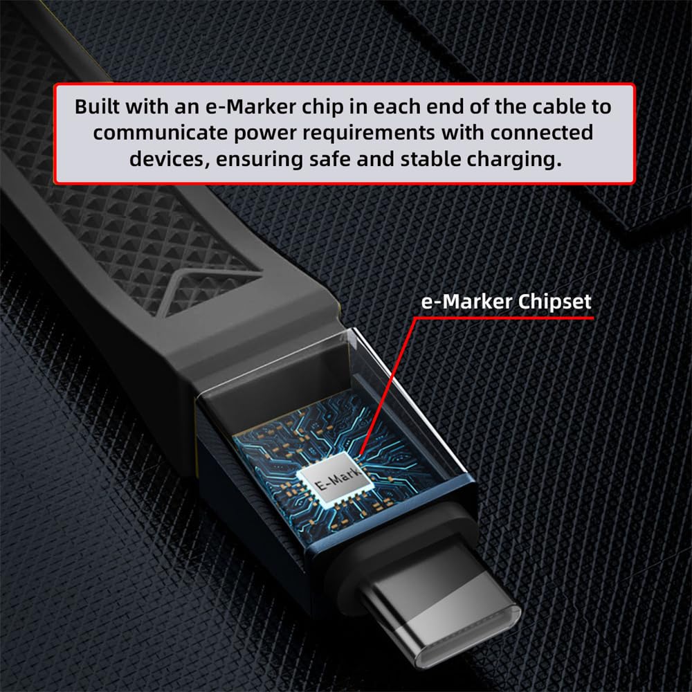 Xiwai 80Gbps Short to USB Flat FPC with Strap Cap USB Thunderbolt 13cm USB-C 5.0 Cable, Slim, 240W, 16K@30Hz, 8K@60Hz, 5K, Strap, Chain, Cover, 4.0,