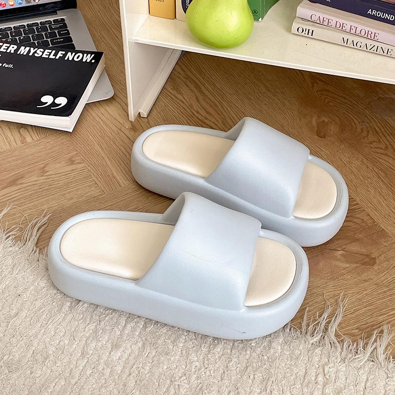 Green Shit-stepping Thick-soled One-word Slippers Women's Summer Wear Soft-soled Non-slip Cool Slippers
