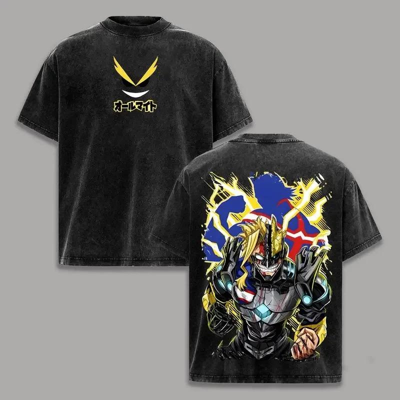 Deku All Might My Hero Academia Anime Clothing Men Women T-shirts Vintage Washed T Shirt Casual Cotton Tee Harajuku Male Tshirt