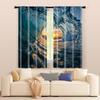 2 pcs, filtering curtains (excluding rods, non-movable, without batteries) Sunset Ocean Wave for use in bedrooms and living
