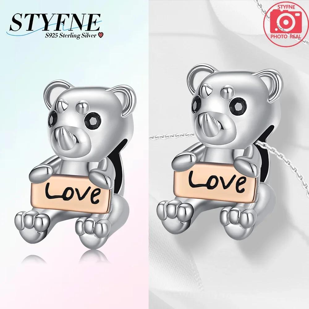 Authentic Original Brown Bear Cute Animal Polar Bear Heart Love Copper Metal Bag Charm Bead Components Bead Component Compatible With Bracelet High