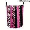 2D Flat, Vibrant Zebra Leopard Print Laundry Basket with Handles Large Capacity Foldable Storage Hamper, Portable