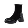 High Heels Women Snow Ankle Boots Suede Chunky Motorcycle Boots Designer Winter Shoes Woman 2024 Trend Goth Mujer Zapatillas