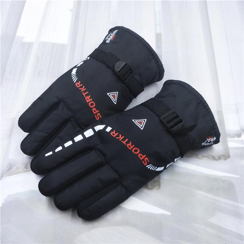 Gants d'hiver épais et chauds pour hommes, noirs et coupe-vent