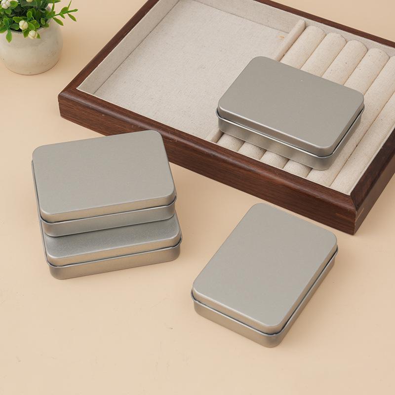 In-stock Mini Silver Rectangular Frosted Tin Box for Jewelry, Hairpins, and Poker Storage