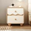 Luxury Solid Wood Nightstand with Wave Pattern Modern Bedside Storage Cabinet for Bedroom Spacious Drawer&Durable Home Furniture