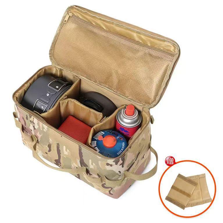 Portable Outdoor Tool Bag for Camping & Picnic: Multi-Compartment Storage for Gas Stove & Cutlery