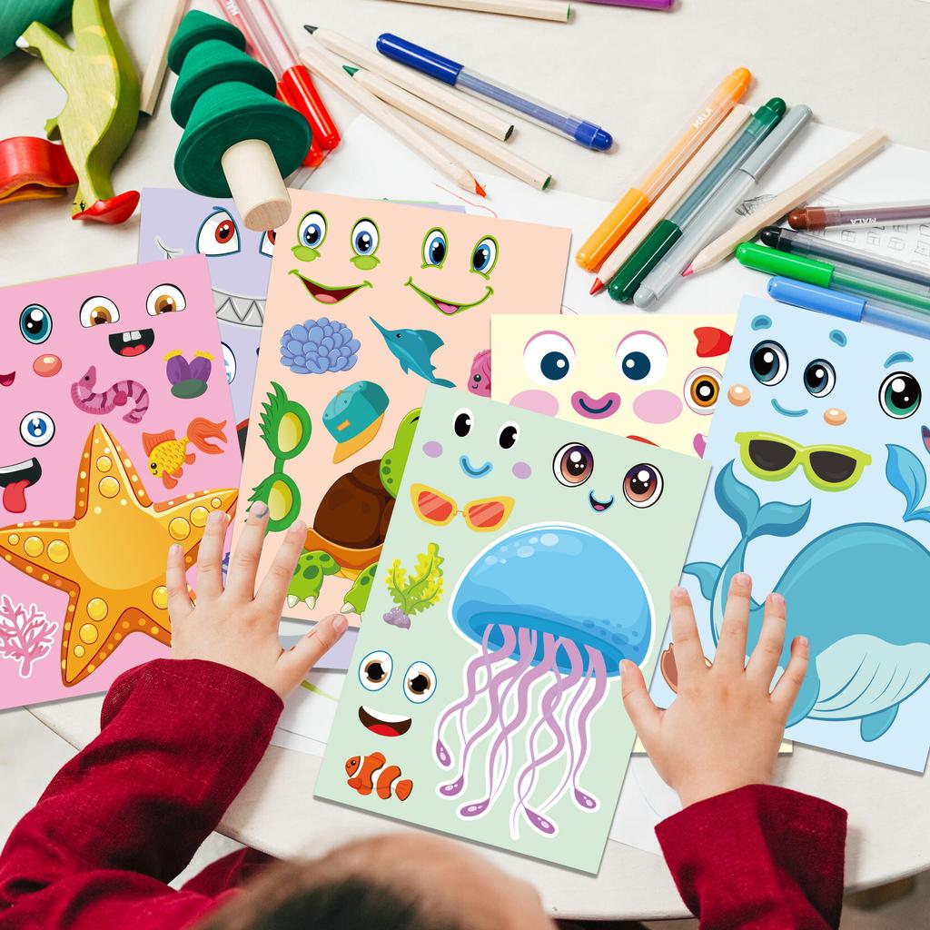 DIY Creative Marine Animal Cartoon Stickers for Kids Make a Face Activity
