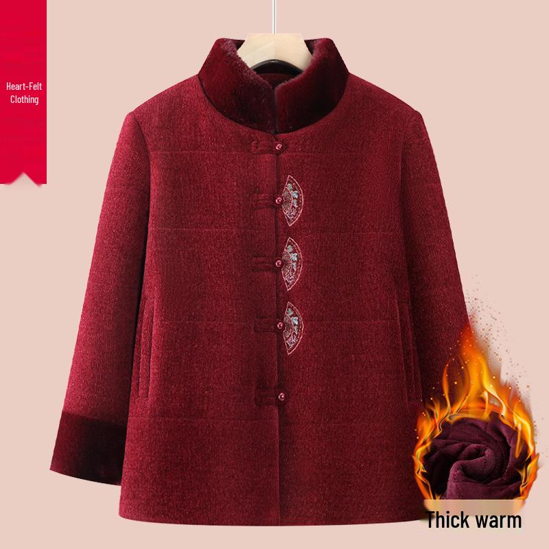 

Elderly Women s Red Winter Tang Suit Cotton Jacket 6XL (155-170 lbs)