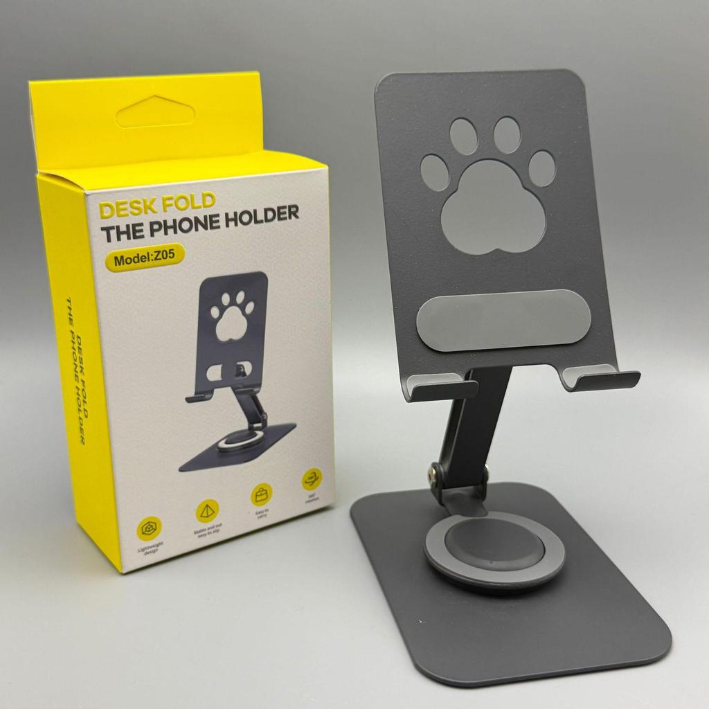 Cat Paw Metal Phone Holder: 360° Rotating Stand for Hands-Free Viewing & Streaming