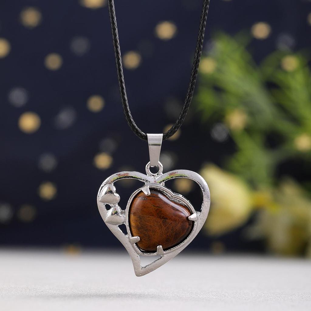 Minimalist Natural Stone Heart Pendant Necklace - Trendy Valentine's Gift for Her