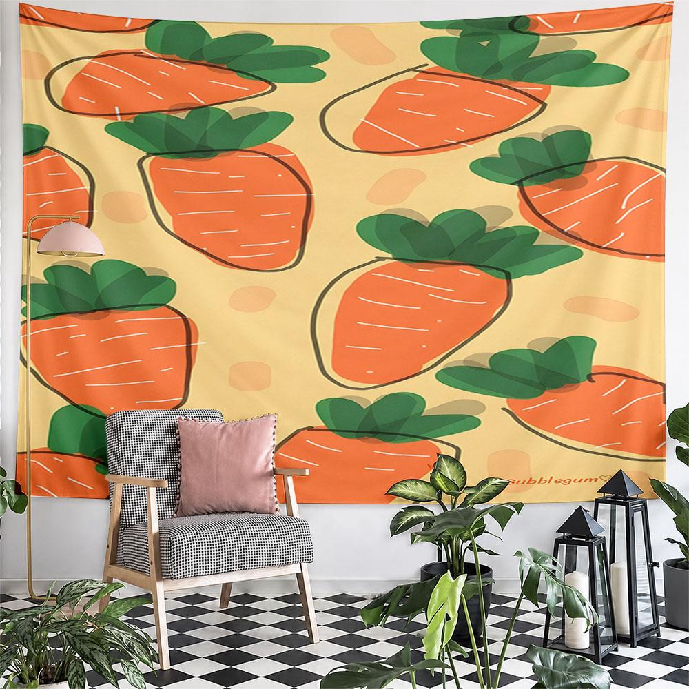 Playful Orange Carrot Pattern Design Pattern Wall Hanging Tapestry Decorative Tapestry Home Decor for Bedroom and Living Room