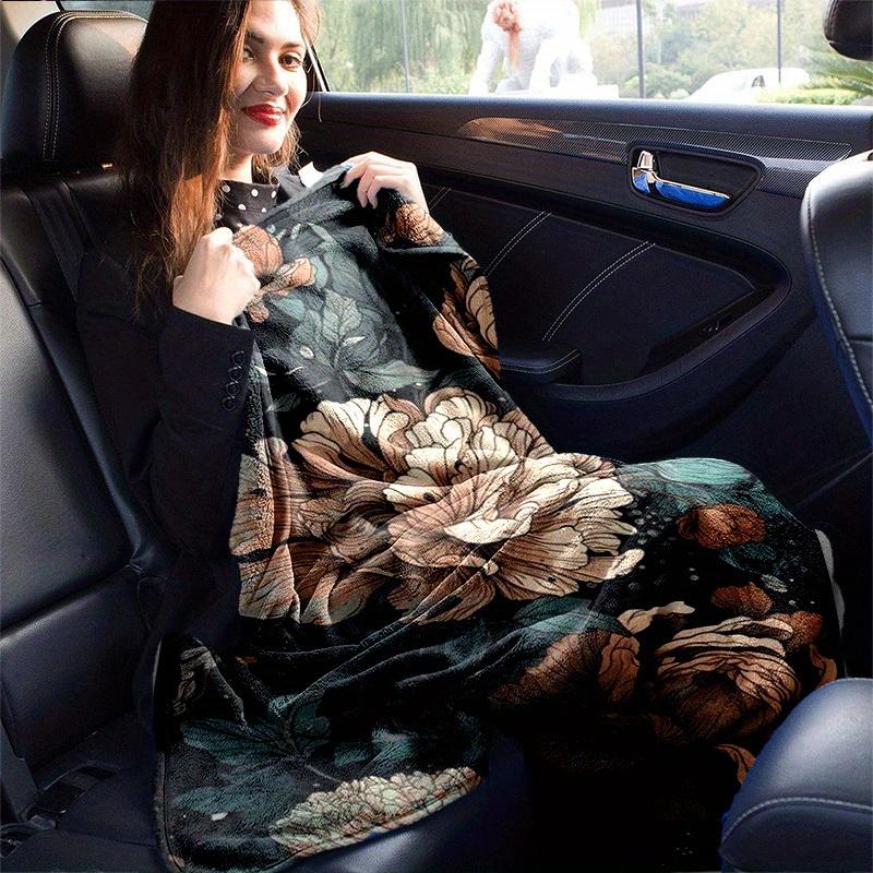1pc Peony Printing Lightweight Flannel Blanket, Comfortable and Warm Blanket, for Camping Sofa Bed and Couch Office, Gift