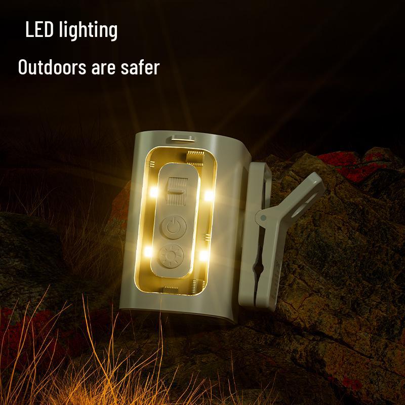 Adjustable Speed Hanging Waist Fan with Umbrella Clip & Outdoor Lighting