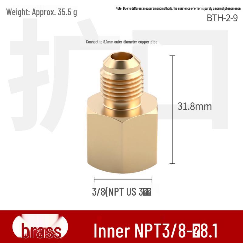 Brass Female NPT Flaring Straight Connector for Copper Oil Pipe Pressure Gauge