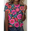 Daily Versatile Flower Women's Printed Crew Neck Top Short Sleeve Casual T-Shirts Women’s