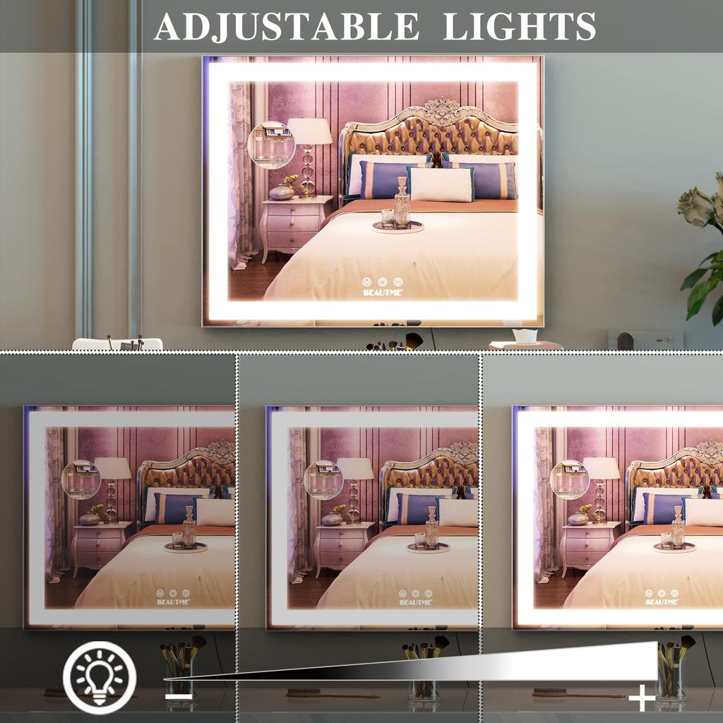 ANYHI Actress Makeup Lighting Adjustable 10x LED Mirror with Actress Suitable for Silver Hollywood-style Mirror, Mirror, Three-Color Modes,