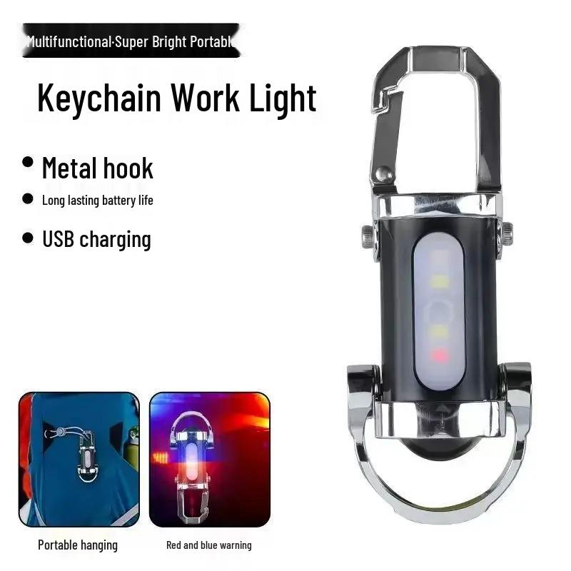 German Waterproof Multifunctional Mini Flashlight Keychain with Emergency Recharge & Large Floodlight