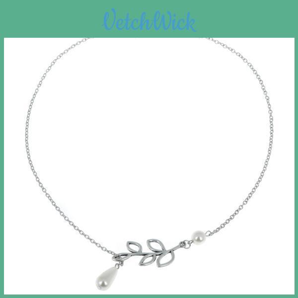 Elegant Pearl Drop Leaf Necklace In Alloy For Fashionable Women And Trendy Styles