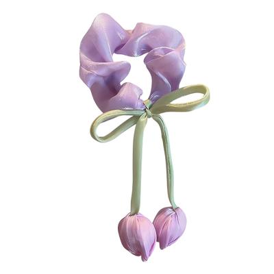 Hair Rope Oversized Tulip-Shaped Satin Hair Scrunchies Prevent Hair Breakage Girl Hair Ties Soft Hair Accessories
