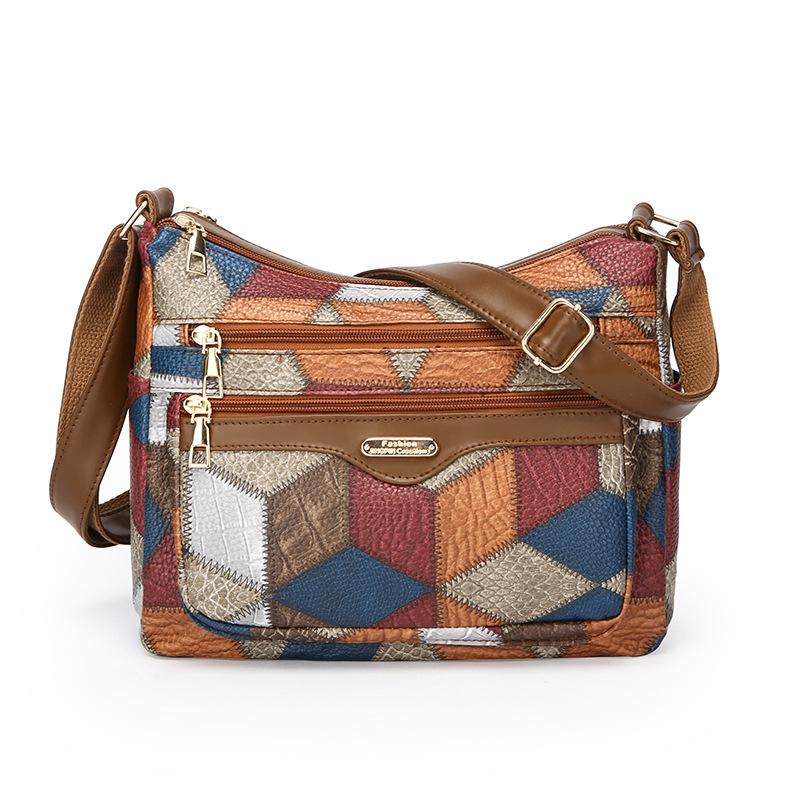 

Новая китайская сумка-мессенджер для мамы, трехмерная строчка, контрастный цвет, женская модная сумка, многослойная, на молнии, на плечо, женская сумка