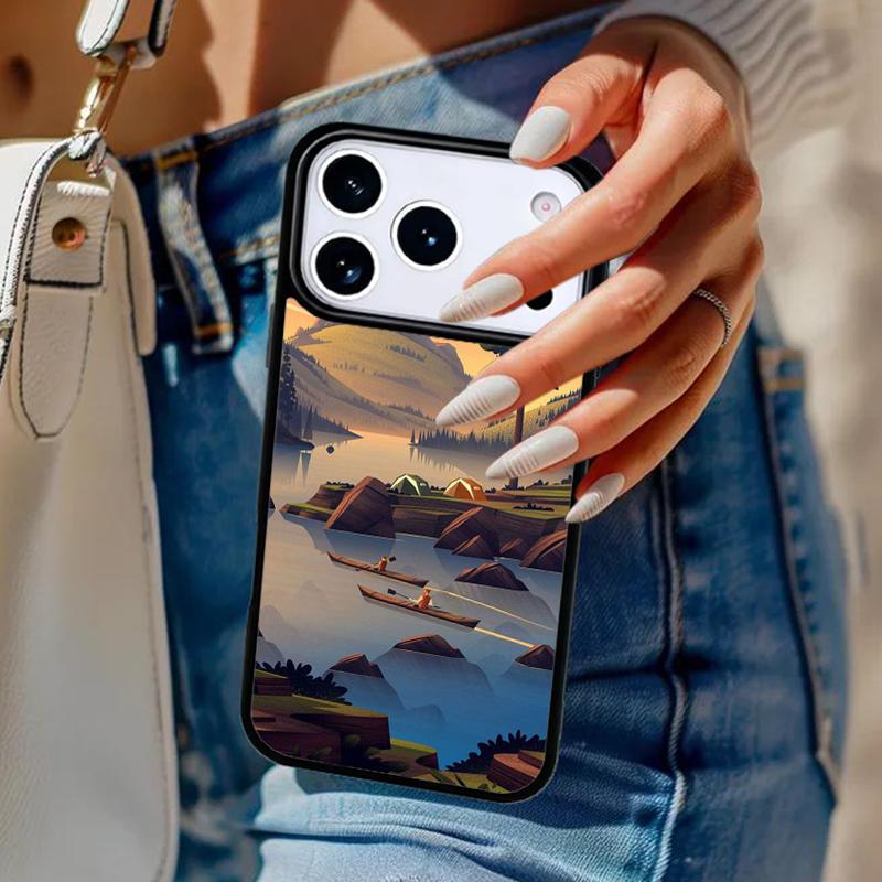 Natur Camping Kunst Handyhülle Für iPhone 17 Air 14 15 13 12 Max Hülle Für Apple 16e 11 Pro Max Plus Coque
