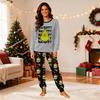 Christmas Print Family Matching Pajama Set with Round Neck Long Sleeve Top and Long Pants