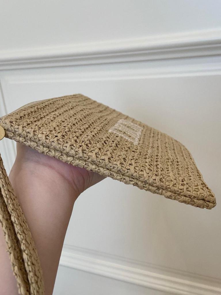 25th Anniversary Straw Woven Makeup Bag: Summer D Travel Clutch & Handbag