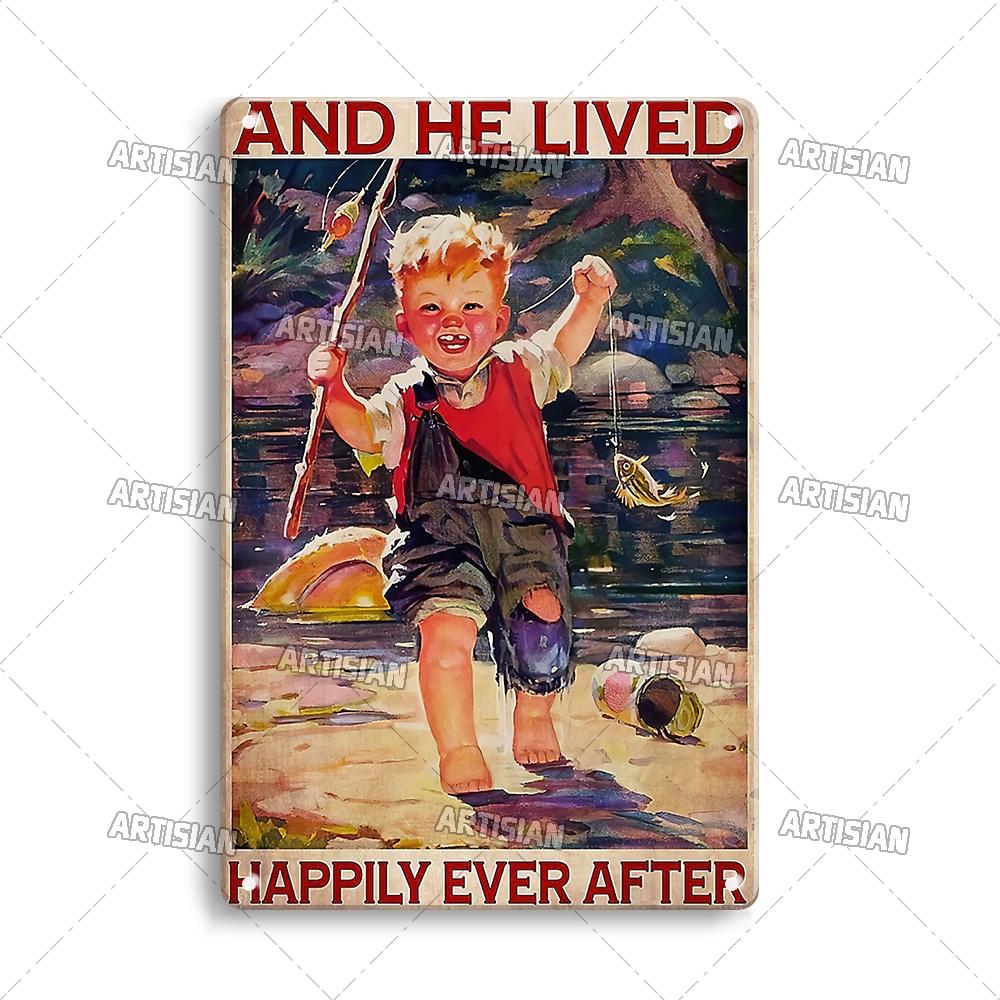 Artisian Fishing Metal Sign Sport Tin Plaque Lure Bait Decorative Poster Wall Decor Garage Bar Pub Club Hotel Cafe Kitchen Home