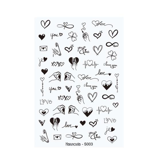 Nail Sticker Vivid Bright Ultra Thin Black White Leaves Flower Nail Tropical Geometry