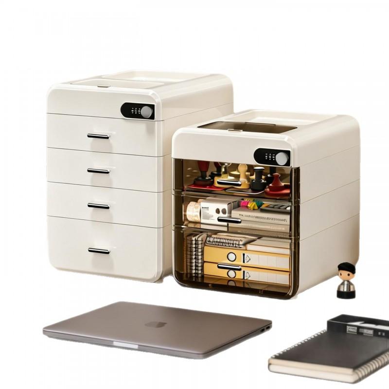 Desktop Drawer Storage Box With Lock Multi-layer Office A4 File Organizer Private Items Student Desk Cabinet