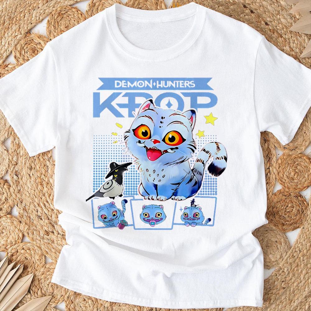 

Kpop T-shirt Summer New Tiger Printed Breathable T-shirt Women s Round Neck Casual Soft Top Pattern T-shirt XXXL