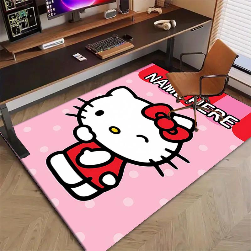 Custom HelloKitty Mat Personalized Name, Polyester Washable Indoor Entryway Rug, Gift for Christmas, Easter, Thanksgiving Day