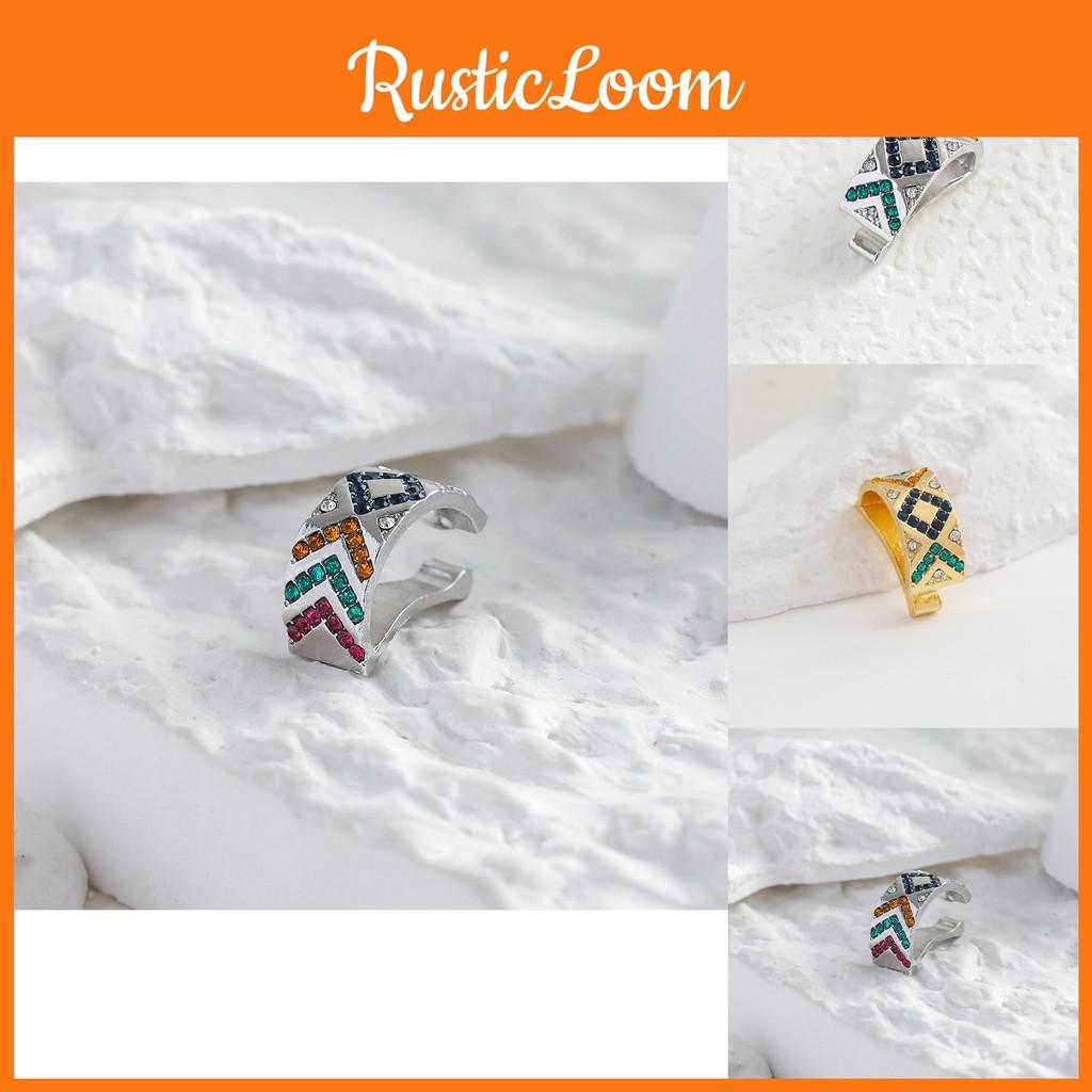Stylish Alloy Colorful Gemstone Ear Cuffs For Women Design Geometric
