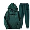 American Trendy Brand Men's Fleece-Lined ESSENTIALS Hoodie and Sweatpants Set for Autumn/Winter