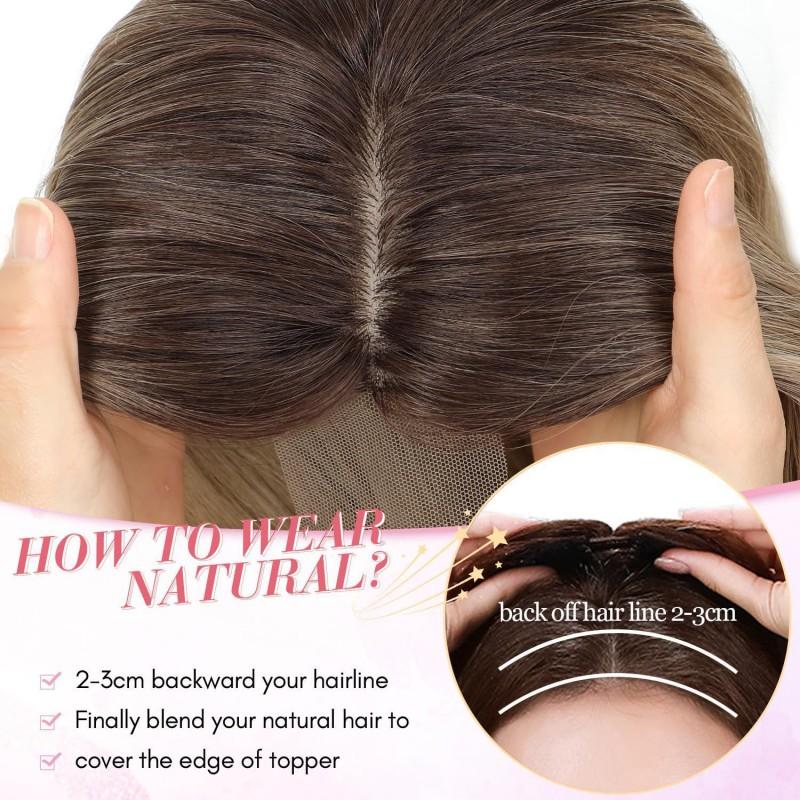 Womens Lace Front Bangs Wavy Hair Topper 12inch Short Curly Hairpiece Natural Looking Thinning Easy Wear