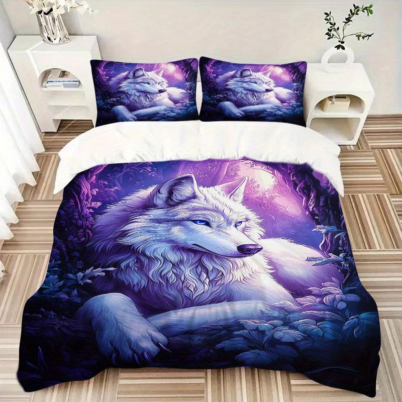 

3pcs Wolf Forest Bedding Set Down Comforter Cover and Pillowcases, Suitable for All Seasons(No Insert)-0729068 135x200cm